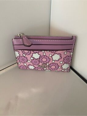 NWT - Coach Slim Line Card Case/Key Holder in lavender/pink floral